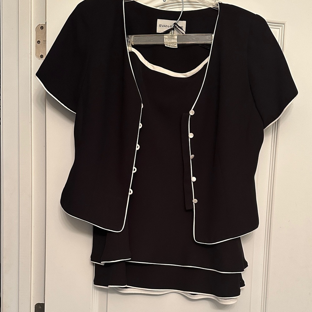 Evan Picone adorable Black and White fully lined quality Layered skirt set sz 12